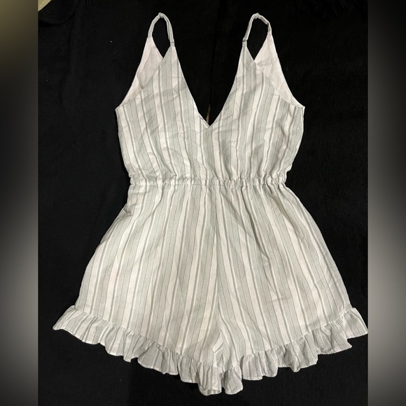Minkpink Striped Short Romper with Spaghetti Straps and Ruffles - Picture 3 of 3